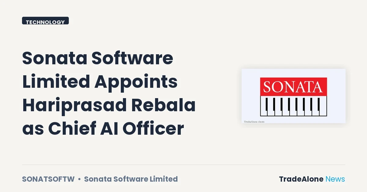 Sonata Software Limited NSE Sonatsoftw Appoints Chief AI Officer