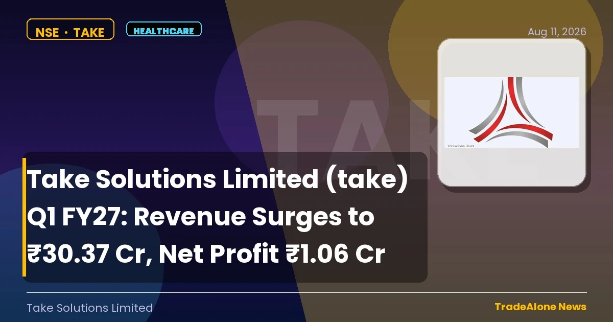 Take Solutions Limited Q1 FY27 Results: Revenue ₹30.37 Cr, Net Profit ₹1.06 Cr