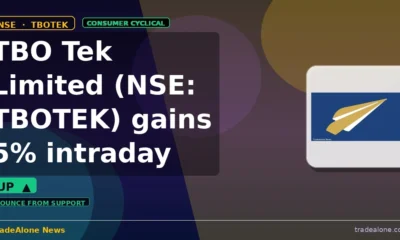 TBO Tek Limited NSE: TBOTEK gains 5% intraday