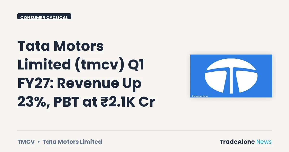 Tata Motors Limited TMCV Q1 FY27 Results