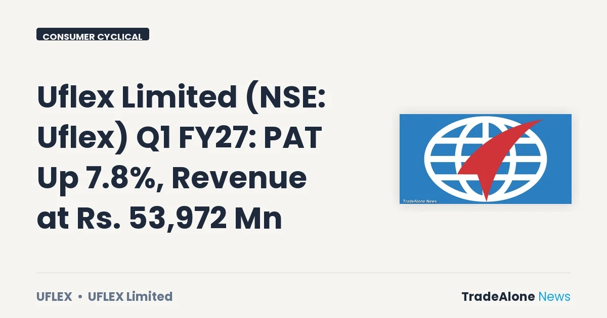 Uflex Limited NSE Q1 FY27 Results