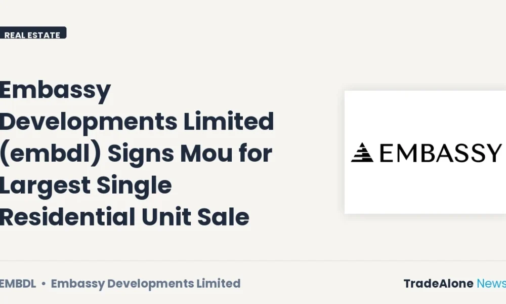 Embassy Developments Limited EMBDL Largest Residential Unit Sale September 2026