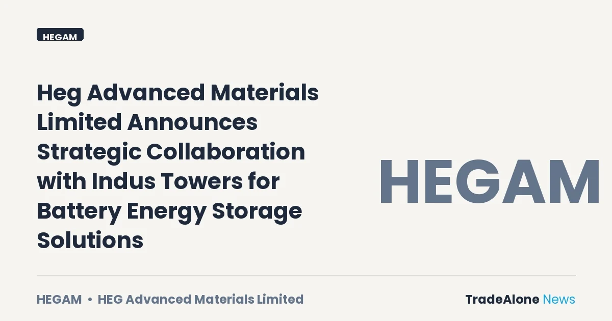 Heg Advanced Materials Limited HEGAM Q3 FY26 BESS Collaboration