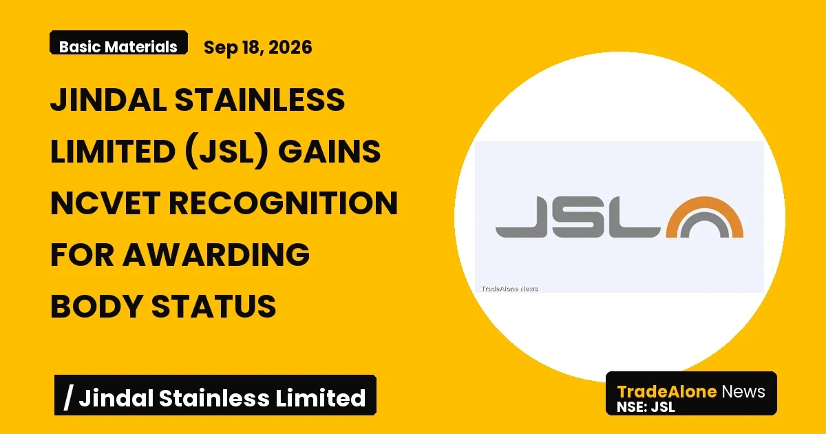 Jindal Stainless Limited JSL NCVET Recognition