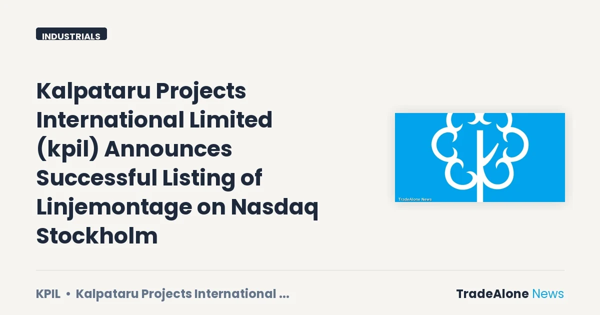 Kalpataru Projects International Limited KPIL Nasdaq Stockholm Listing
