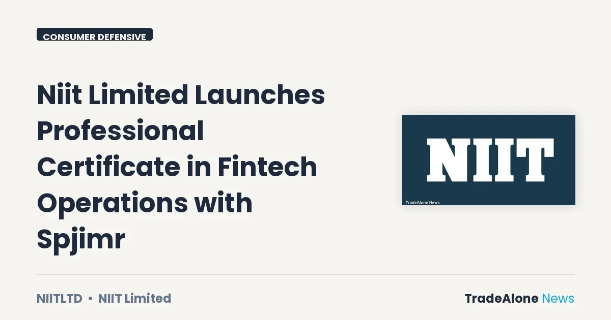 Niit Limited Niitltd Fintech Operations Launch