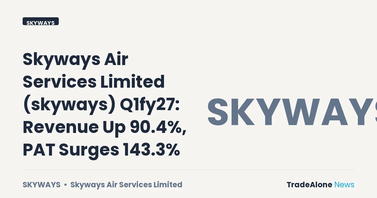 Skyways Air Services Limited Skyways Q1fy27 Results