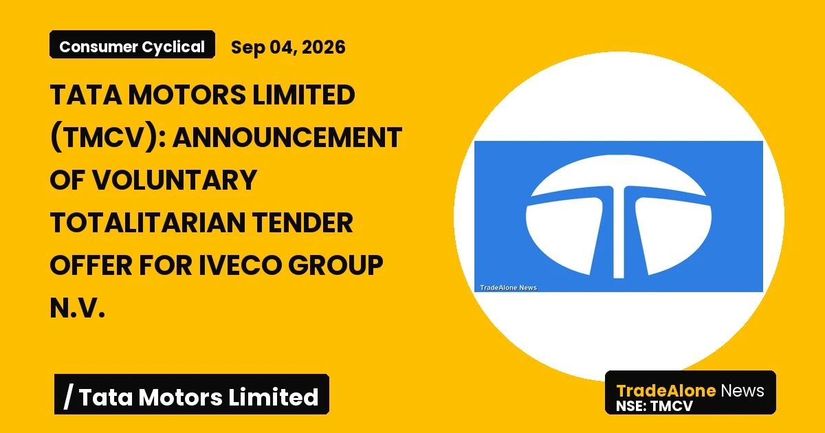 Tata Motors Limited TMCV Tender Offer September 2026