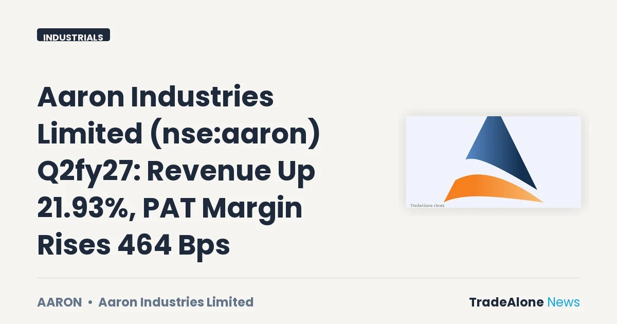 Aaron Industries Limited NSE AARON Q2fy27 Results