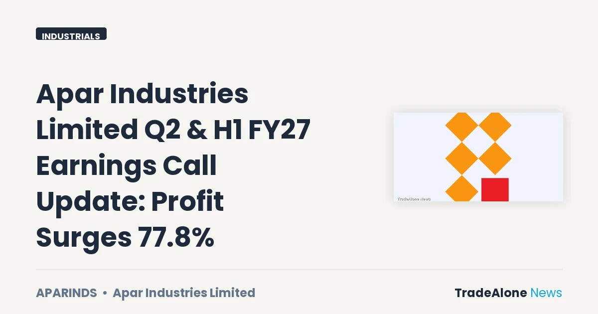 Apar Industries Limited Aparinds Q2 FY27 Results