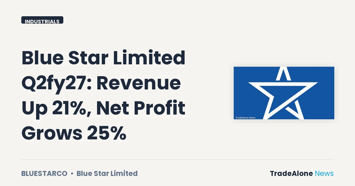 Blue Star Limited Bluestarco Q2fy27 Results