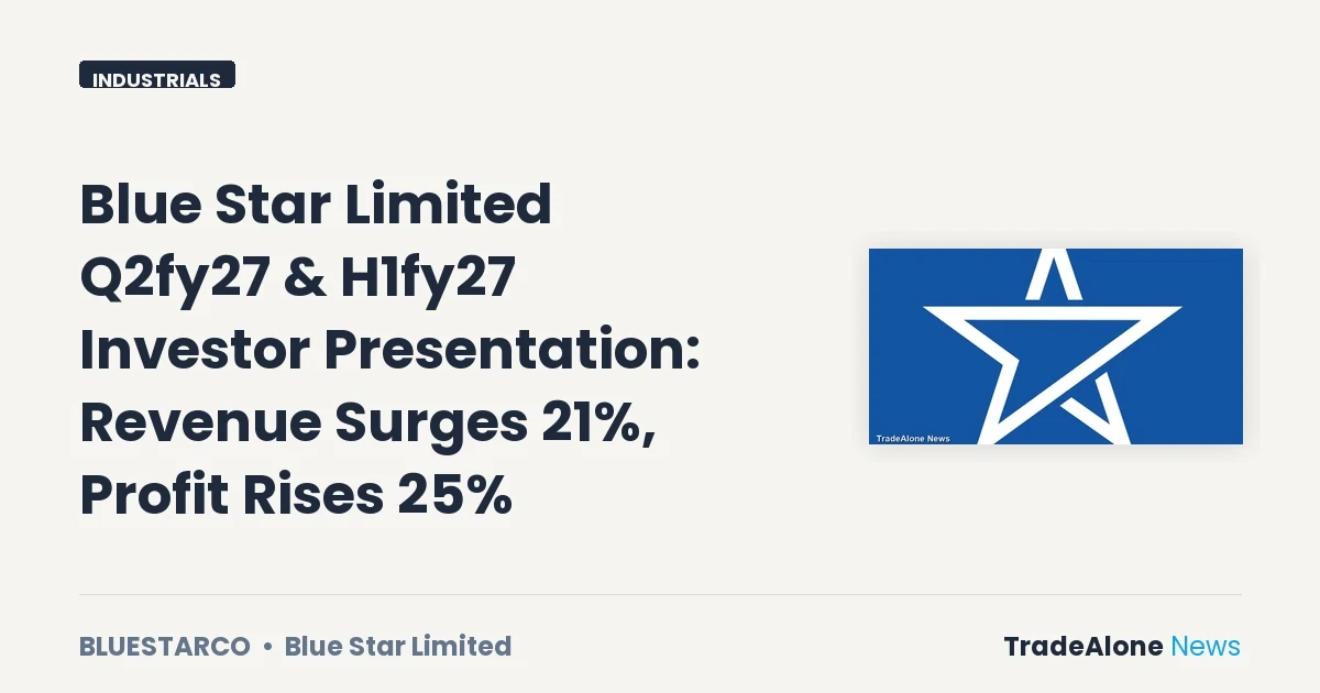 Blue Star Limited Bluestarco Q2fy27 Results