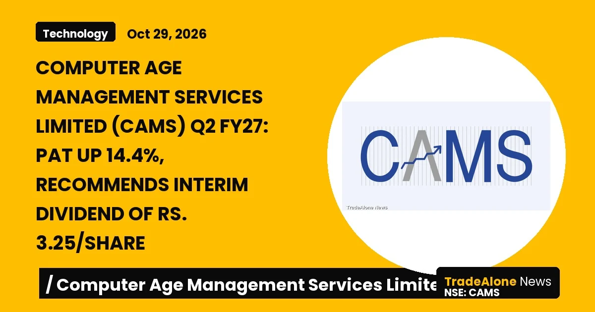 Computer Age Management Services Limited CAMS Q2 FY27 Results