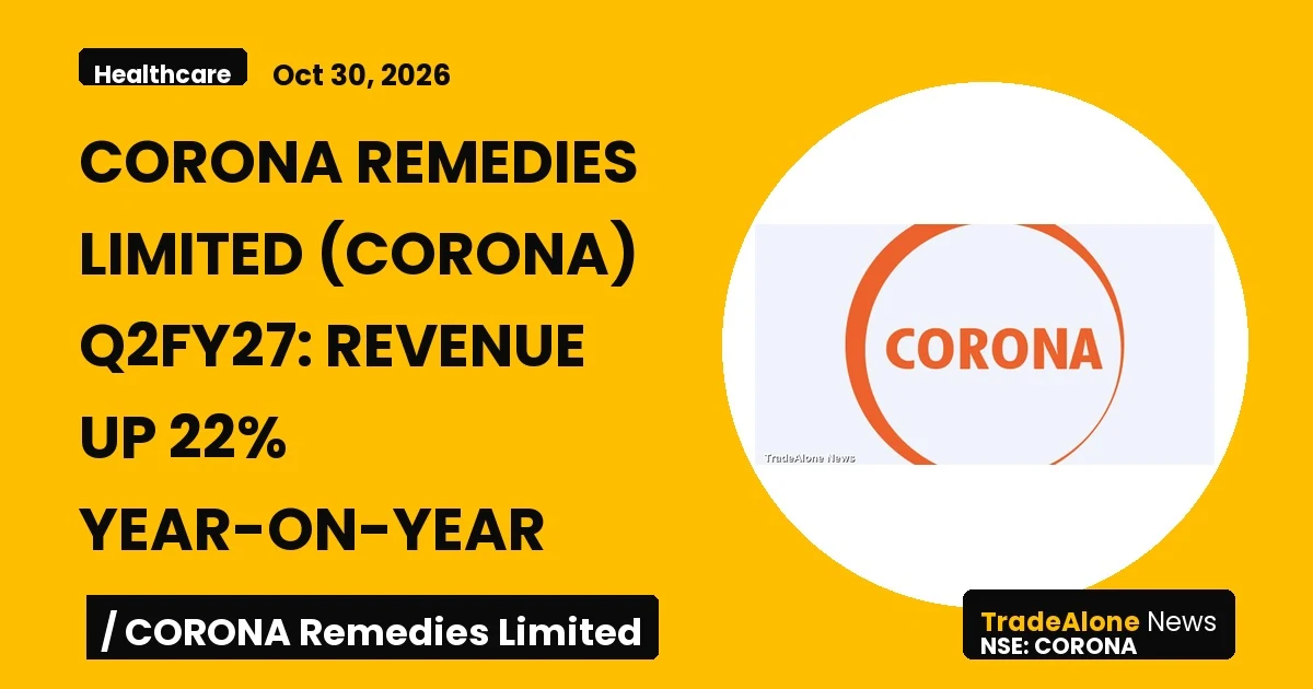 Corona Remedies Limited Q2fy27 Results: Revenue Up 22%