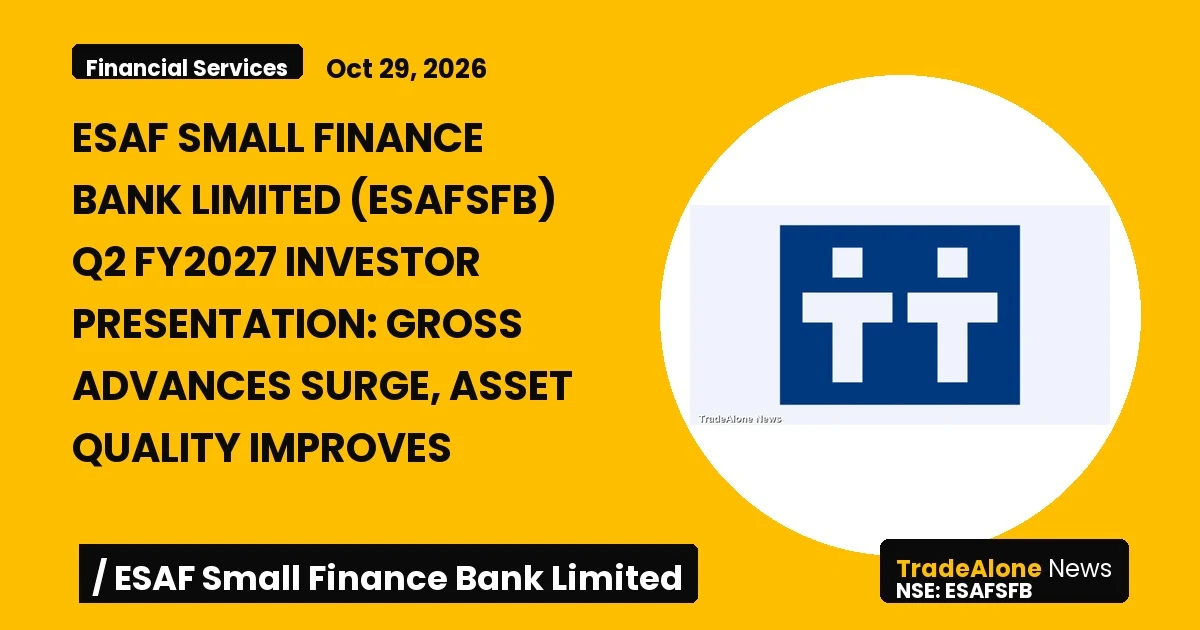 Esaf Small Finance Bank Limited Esafsfb Q2 FY27 Results