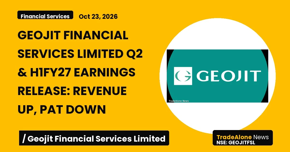 Geojit Financial Services Limited Geojitfsl Q2 FY27 Earnings