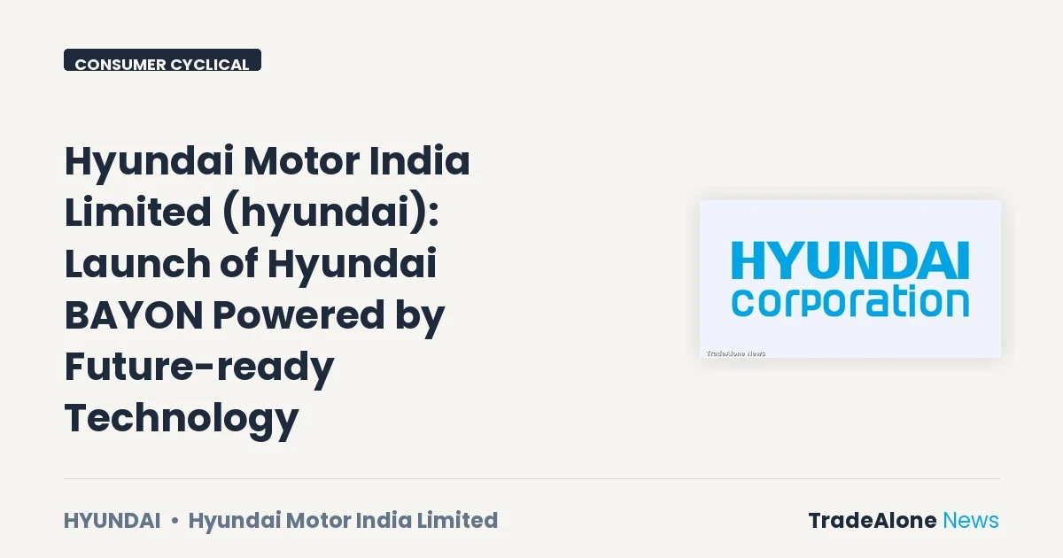 Hyundai Motor India Limited Hyundai October 2026 Launch