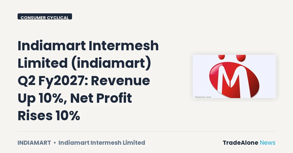 Indiamart Intermesh Limited Indiamart Q2 Fy2027 Results