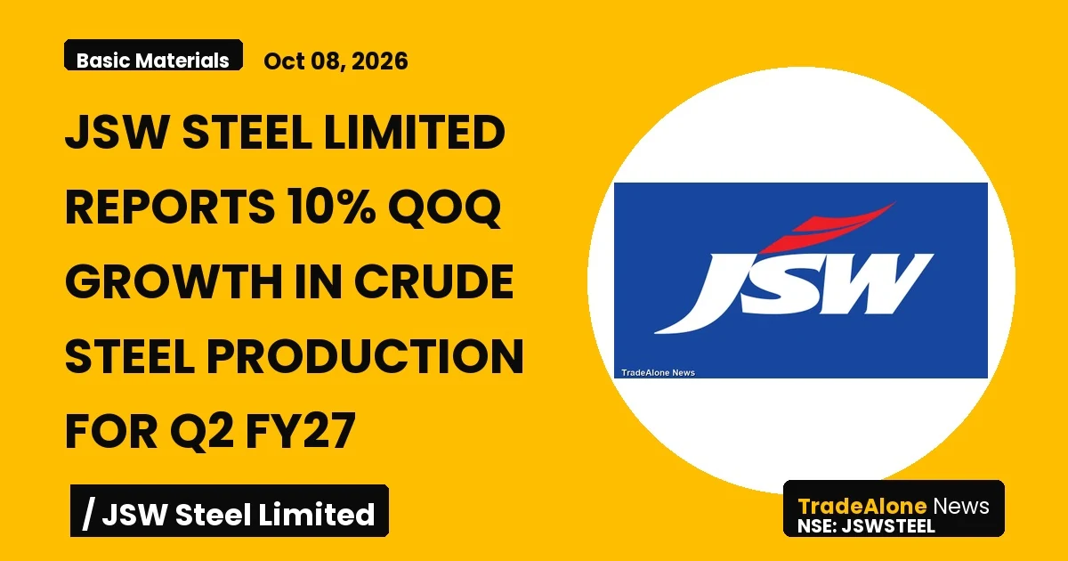 Jsw Steel Limited Jswsteel Q2 FY27 Crude Steel Production