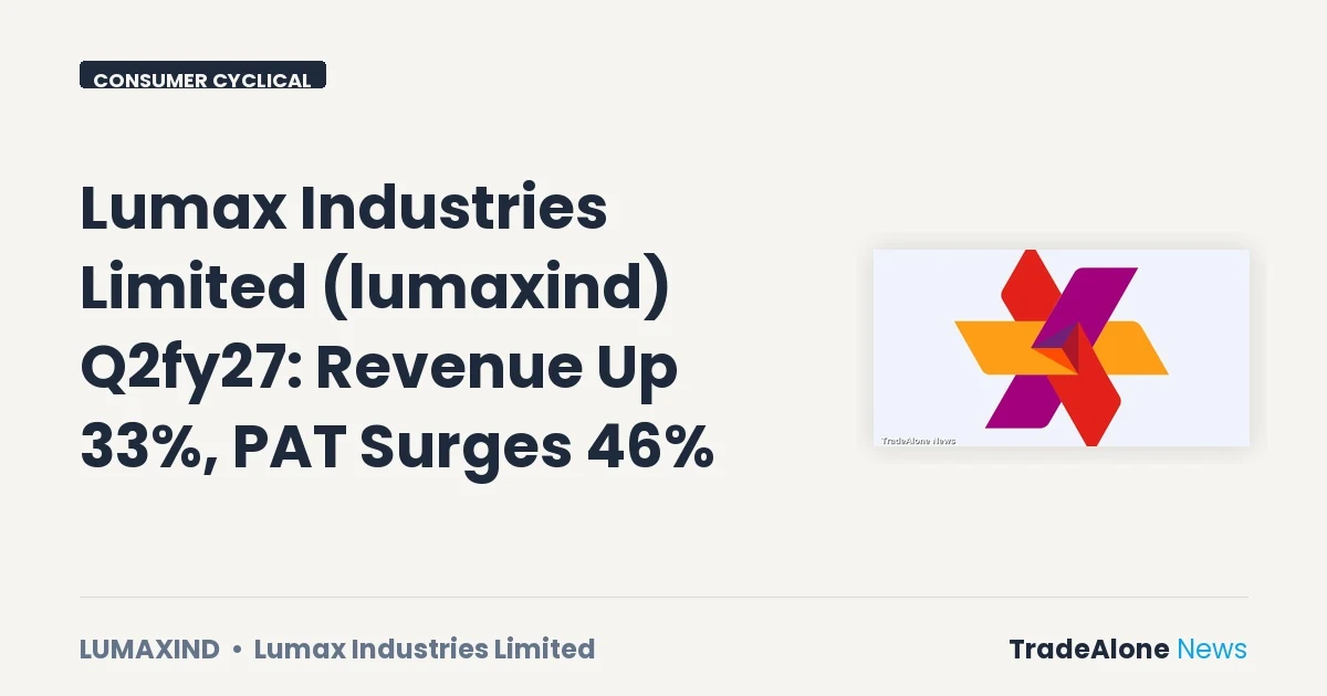 Lumax Industries Limited Q2fy27 Results: Revenue Up 33%, PAT Surges 46%