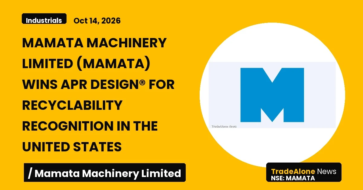 Mamata Machinery Limited Mamata Q4 FY26 APR Design® Recognition