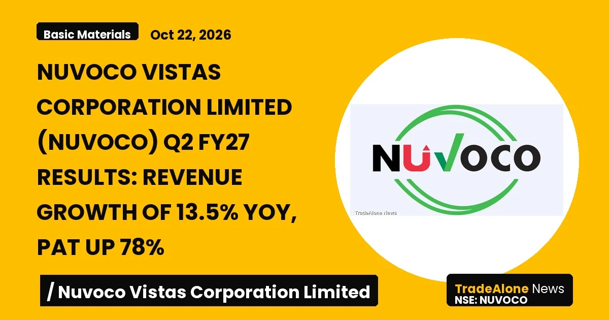 Nuvoco Vistas Corporation Limited Nuvoco Q2 FY27 Results