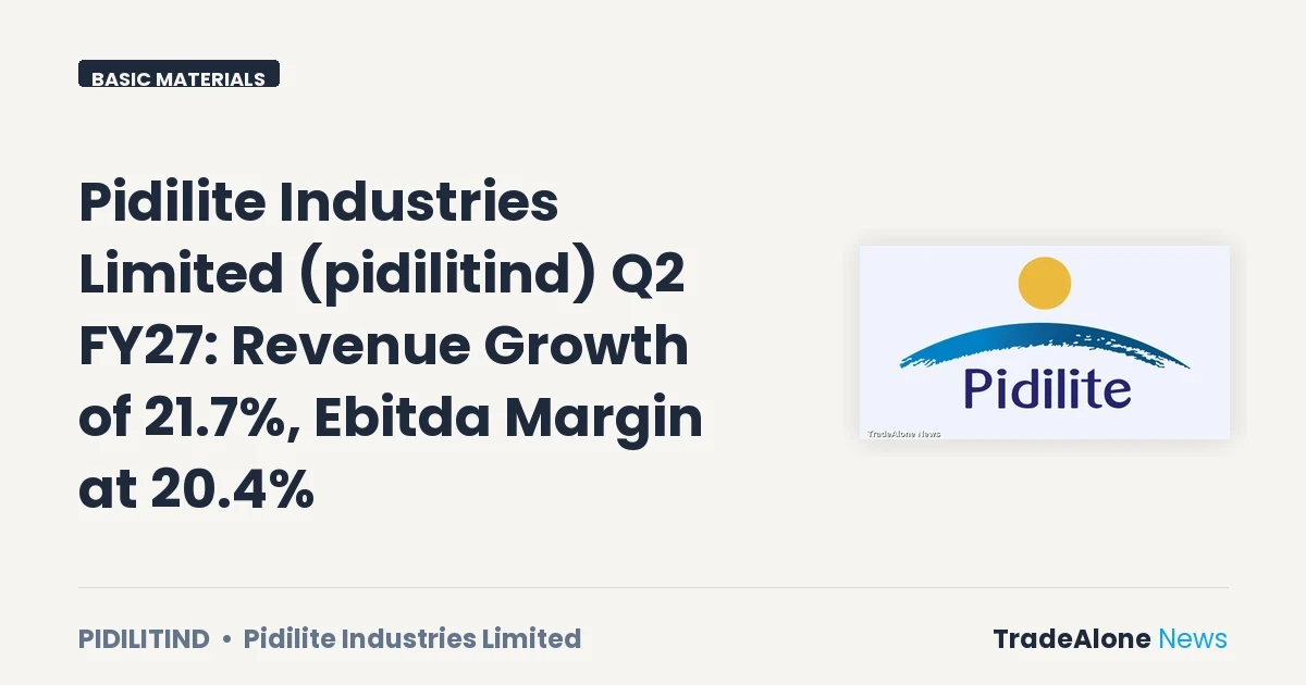 Pidilite Industries Limited Pidilitind Q2 FY27 Results