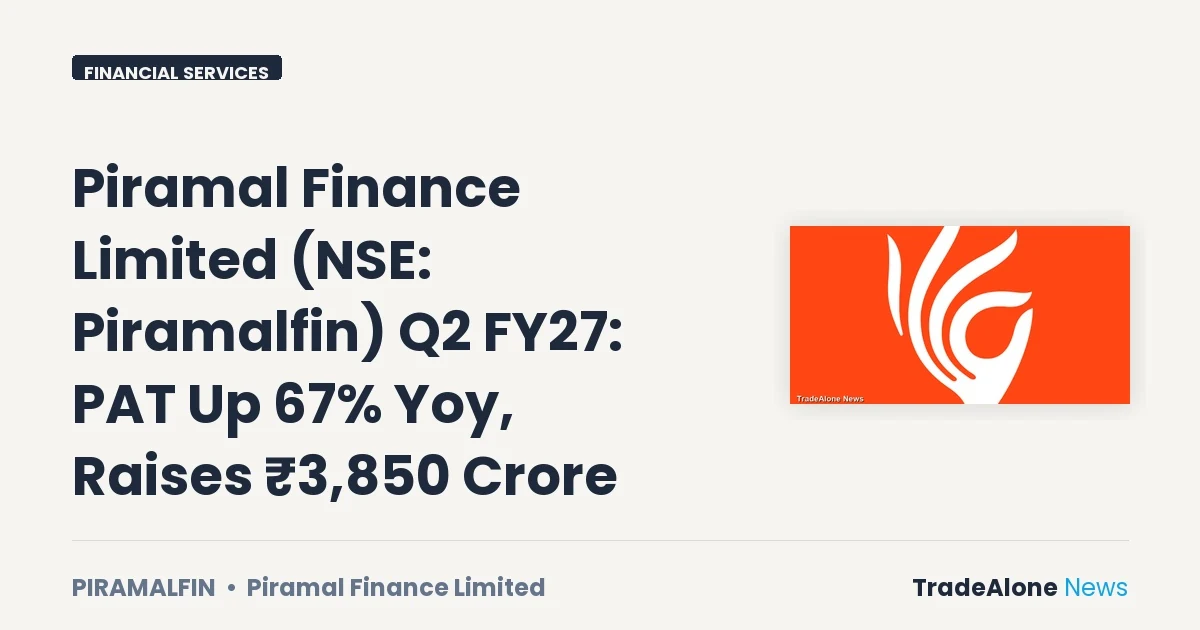 Piramal Finance Limited NSE Piramalfin Q2 FY27 Results