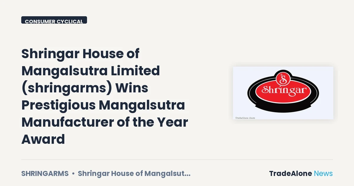 Shringar House of Mangalsutra Limited Shringarms Award