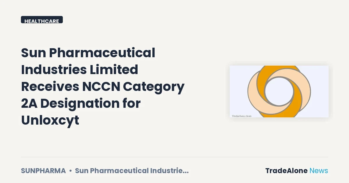 Sun Pharmaceutical Industries Limited Sunpharma NCCN Category 2A Designation
