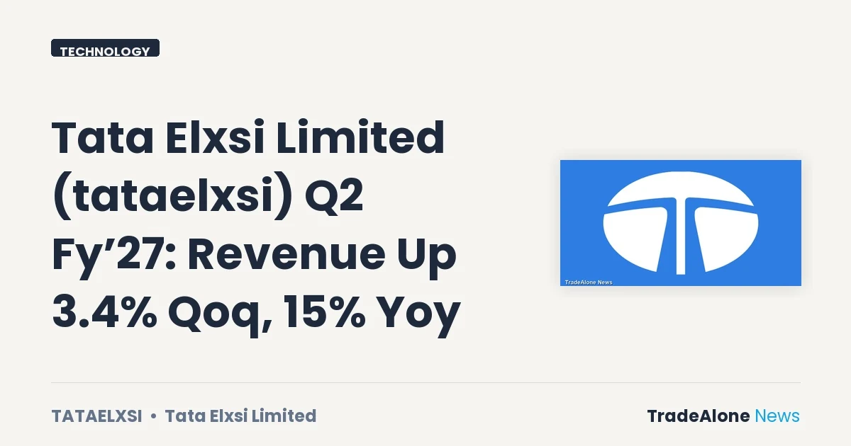 Tata Elxsi Limited Q2 FY’27 Revenue Growth